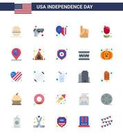 groupe de 25 appartements pour le jour de l'indépendance des états-unis d'amérique tels que des ballons américains imériques usa mousse modifiable à la main usa day vector design elements