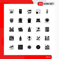 25 glyphes solides vectoriels thématiques et symboles modifiables de redimensionnement créatif trois éléments de conception vectoriels modifiables complets vecteur