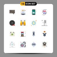 pack de 16 signes et symboles de couleurs plates modernes pour les supports d'impression Web tels que l'argent cd explorez le tableau d'échange modifiable pack d'éléments de conception de vecteur créatif