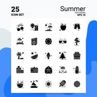 25 été jeu d'icônes 100 eps modifiables 10 fichiers idées de concept de logo d'entreprise conception d'icône de glyphe solide vecteur