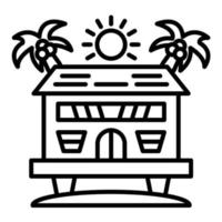 icône de ligne de villa de plage vecteur