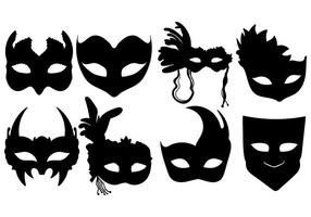 Masquerade Ball Silhouette Masks Vector