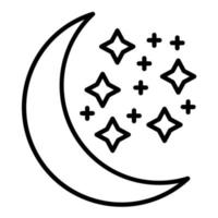 icône de ligne de lune croissante vecteur