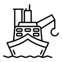 icône de ligne de barge de fret vecteur