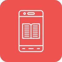ligne d'ebook mobile icônes d'arrière-plan de coin rond vecteur