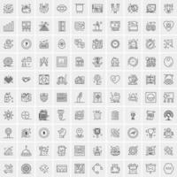 ensemble de 100 icônes modernes universelles en ligne mince pour les icônes d'affaires mobiles et Web mix comme les flèches avatars smileys météo d'affaires vecteur