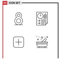 ensemble de 4 symboles d'icônes d'interface utilisateur modernes signes pour huit barres plus téléchargement de papier éléments de conception vectoriels modifiables vecteur