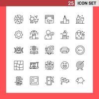 25 symboles de contour de style de ligne pack d'icônes sur fond blanc signes simples pour la conception générale fond de vecteur d'icône noire créative