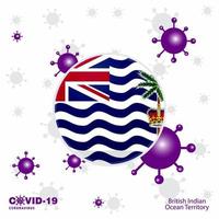 priez pour le territoire britannique de locéan indien covid19 coronavirus typographie drapeau restez à la maison restez en bonne santé prenez soin de votre propre santé vecteur