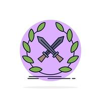 bataille emblème jeu étiquette épées plat couleur icône vecteur