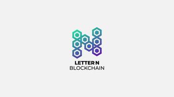 lettre initiale n vecteur de conception de logo blockchain