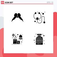 pack de 4 glyphes solides créatifs de notification de moustache éléments de conception vectoriels modifiables pour les économies médicales masculines vecteur