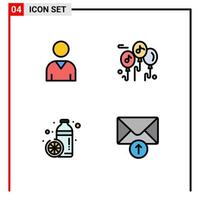 pack d'icônes vectorielles stock de 4 signes et symboles de ligne pour avatar jus ballon bouteille mail éléments de conception vectoriels modifiables vecteur