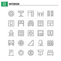 25 intérieur icon set vector background