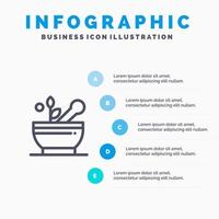 icône de ligne d'hôpital de soupe de médecine médicale avec fond d'infographie de présentation en 5 étapes vecteur