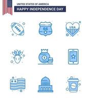 gros pack de 9 usa joyeux jour de l'indépendance usa vector blues et symboles modifiables d'argent dollar américain thanksgiving américain modifiable usa day vector design elements