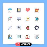 symboles d'icônes universels groupe de 16 couleurs plates modernes d'investissement de courrier de prix de vote comme un pack modifiable d'éléments de conception de vecteur créatif