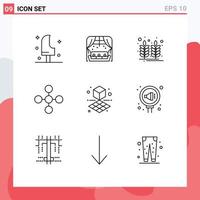 ensemble de 9 symboles d'icônes d'interface utilisateur modernes signes pour cube réseau canapé lien blé éléments de conception vectoriels modifiables vecteur