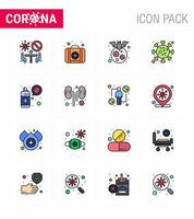 ensemble d'icônes covid19 pour l'infographie 16 pack de lignes remplies de couleurs plates telles que la maladie porteuse épidémique de pulvérisation corona coronavirus viral 2019nov éléments de conception de vecteur de maladie