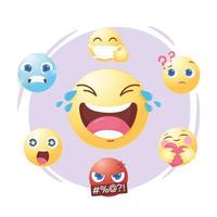 ensemble d'emoji de médias sociaux vecteur