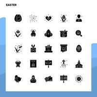 25 jeu d'icônes de pâques modèle d'illustration vectorielle d'icône de glyphe solide pour des idées web et mobiles pour une entreprise commerciale vecteur