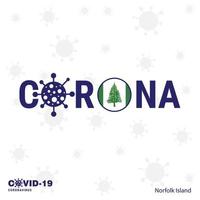 njorfolk island coronavirus typographie covid19 pays bannière restez à la maison restez en bonne santé prenez soin de votre propre santé vecteur