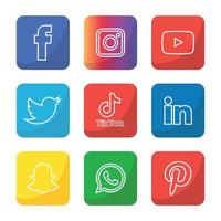 les icônes des médias sociaux définissent l'illustrateur de vecteur de logo