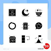 pack moderne de 9 icônes symboles de glyphes solides isolés sur fond blanc pour la conception de sites Web vecteur