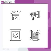 ensemble de 4 symboles d'icônes d'interface utilisateur modernes signes pour l'outil de verrouillage annonce marketing livré éléments de conception vectoriels modifiables vecteur