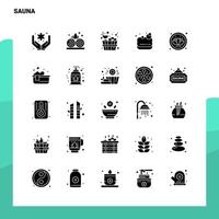 25 jeu d'icônes de sauna modèle d'illustration vectorielle d'icône de glyphe solide pour des idées web et mobiles pour une entreprise vecteur