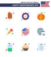 ensemble de 9 appartements vectoriels le 4 juillet jour de l'indépendance des états-unis tels que le drapeau international pays américain jour religion modifiable usa day vector design elements