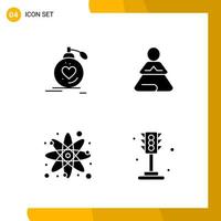 4 jeu d'icônes. pack d'icônes de style solide. symboles de glyphes isolés sur fond blanc pour la conception de sites Web réactifs. vecteur