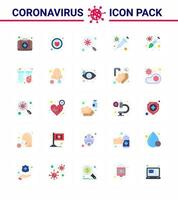 virus corona 2019 et 2020 épidémie 25 pack d'icônes de couleur plate tels que tubes chimie recherche virus protection coronavirus viral 2019nov éléments de conception de vecteur de maladie