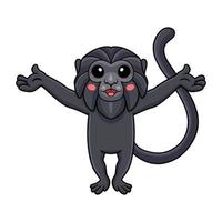 dessin animé mignon de singe de goeldi levant les mains vecteur