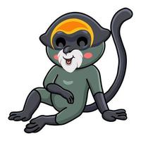 dessin animé mignon de singe de brazza assis vecteur