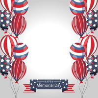 bannière de célébration du jour du souvenir avec des ballons américains vecteur