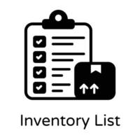 une conception d'icône de glyphe de liste d'inventaire vecteur