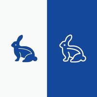 lapin pâques lapin de pâques lapin ligne et glyphe icône solide bannière bleue ligne et glyphe icône solide bannière bleue vecteur