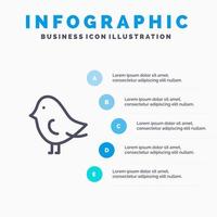 oiseau pâques nature ligne icône avec 5 étapes présentation infographie fond vecteur