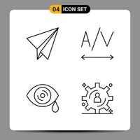 4 signes de symboles de contour de pack d'icônes noires pour des conceptions réactives sur fond blanc. 4 icônes définies. vecteur