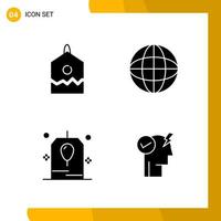 4 jeu d'icônes. pack d'icônes de style solide. symboles de glyphes isolés sur fond blanc pour la conception de sites Web réactifs. vecteur