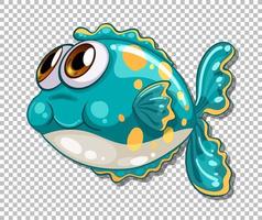 poisson mignon avec personnage de dessin animé de grands yeux sur fond transparent vecteur