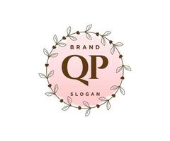 logo féminin initial qp. utilisable pour les logos nature, salon, spa, cosmétique et beauté. élément de modèle de conception de logo vectoriel plat.