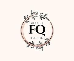 fq initiales lettre collection de logos de monogramme de mariage, modèles minimalistes et floraux modernes dessinés à la main pour cartes d'invitation, réservez la date, identité élégante pour restaurant, boutique, café en image vectorielle vecteur