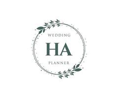 ha initiales lettre mariage monogramme logos collection, modèles minimalistes et floraux modernes dessinés à la main pour cartes d'invitation, réservez la date, identité élégante pour restaurant, boutique, café en image vectorielle vecteur