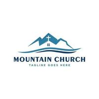 création de logo illustration vectorielle église de montagne vecteur