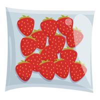 vecteur de dessin animé d'icône de sac sous vide aux fraises. sac de nourriture