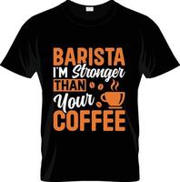 conception de t-shirt de café barista, slogan de t-shirt de café barista et conception de vêtements, typographie de café barista, vecteur de café barista, illustration de café barista