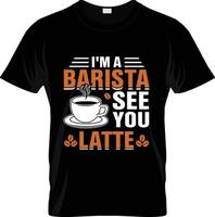 conception de t-shirt de café barista, slogan de t-shirt de café barista et conception de vêtements, typographie de café barista, vecteur de café barista, illustration de café barista