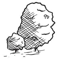 illustration vectorielle isolée de croquis noir et blanc deux arbres avec feuillage. vecteur